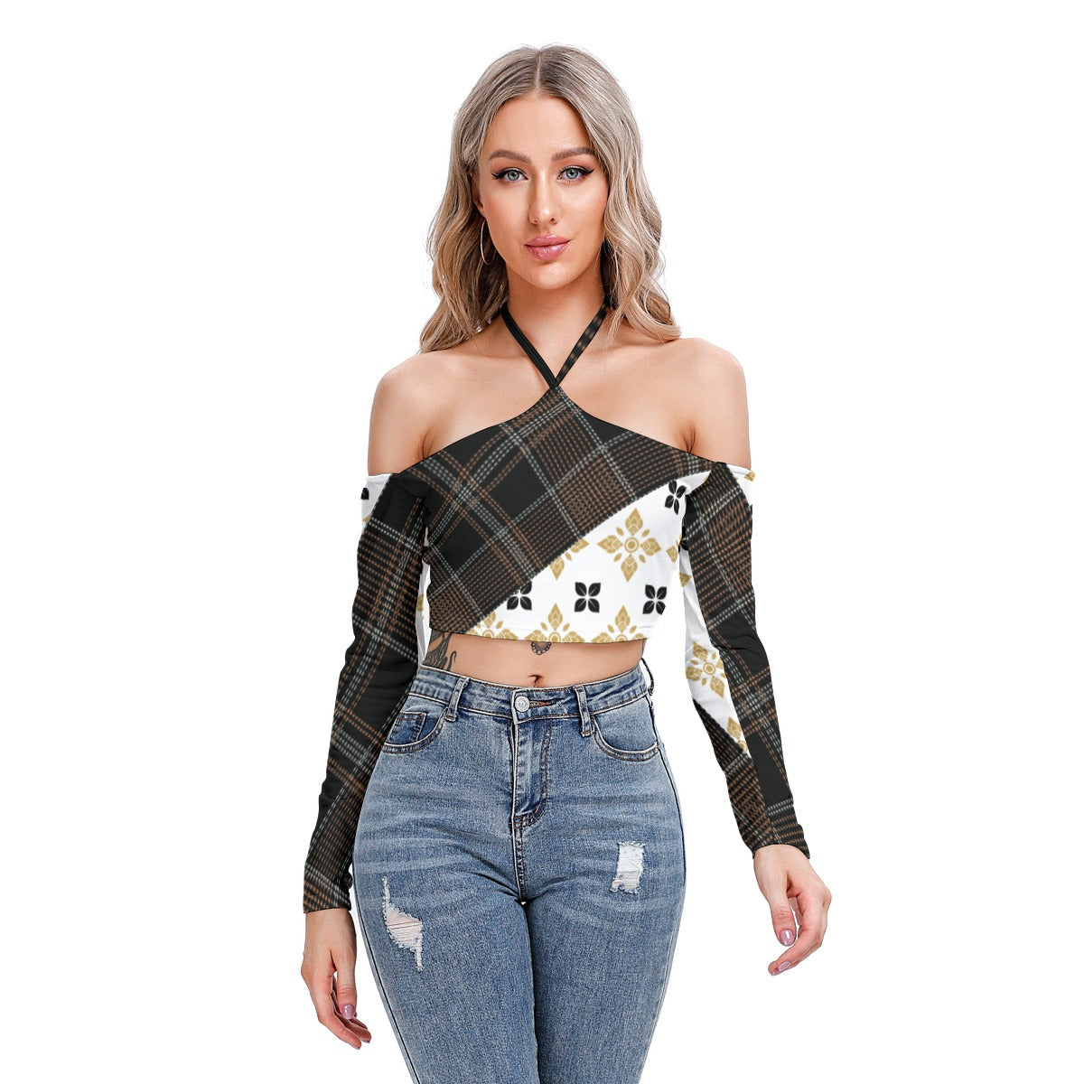 SEAMS LIKE FASHION Women's Halter Lace-up Top