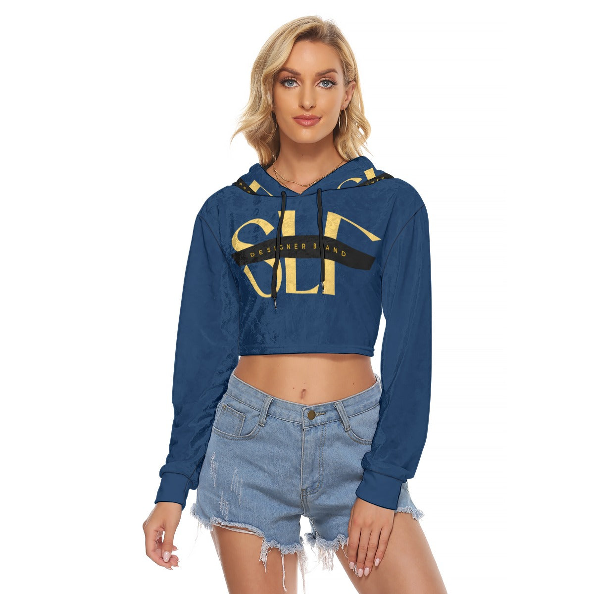 SEAMS LIKE FASHION Women's Crop Top Hoodie|Velvet