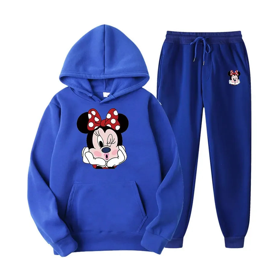 Disney Minnie Women Two Pieces Sets Hoodies Autumn Tracksuit Long Sleeve Casual Women Printing Clothing Hoodie Sweatshirt