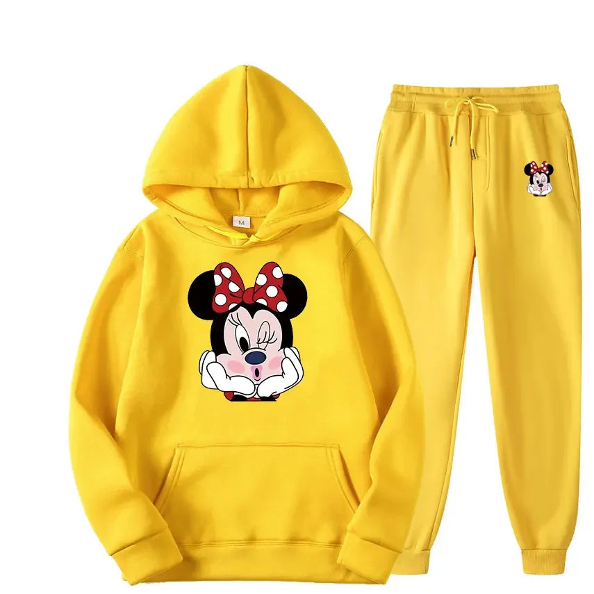 Disney Minnie Women Two Pieces Sets Hoodies Autumn Tracksuit Long Sleeve Casual Women Printing Clothing Hoodie Sweatshirt