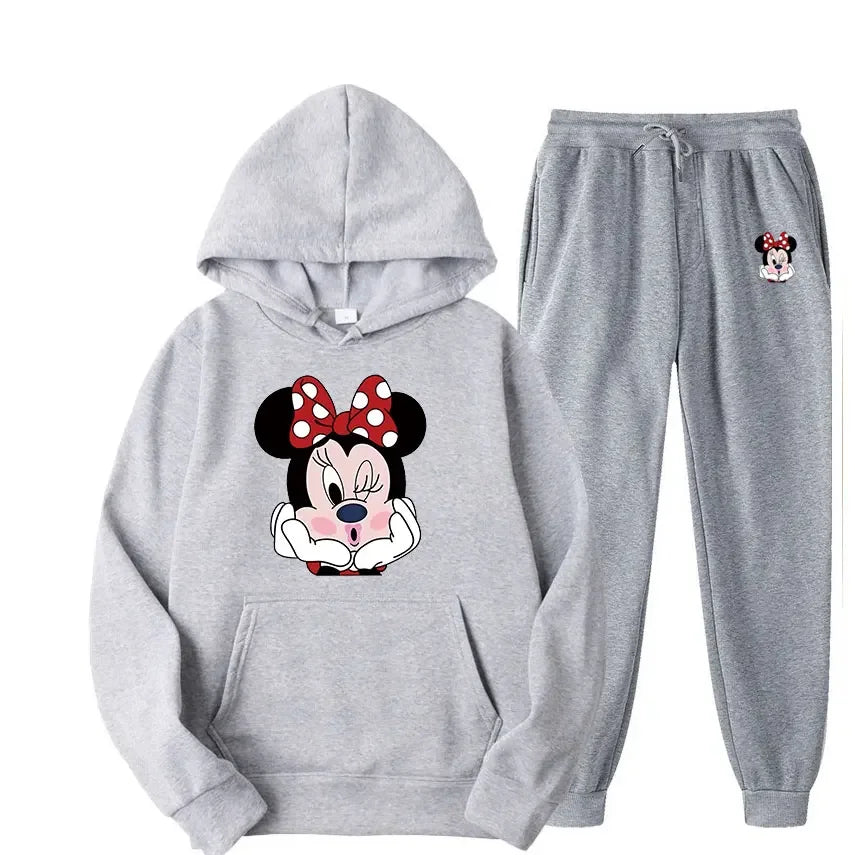 Disney Minnie Women Two Pieces Sets Hoodies Autumn Tracksuit Long Sleeve Casual Women Printing Clothing Hoodie Sweatshirt