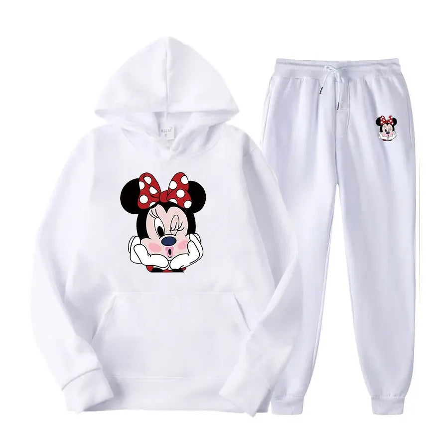 Disney Minnie Women Two Pieces Sets Hoodies Autumn Tracksuit Long Sleeve Casual Women Printing Clothing Hoodie Sweatshirt