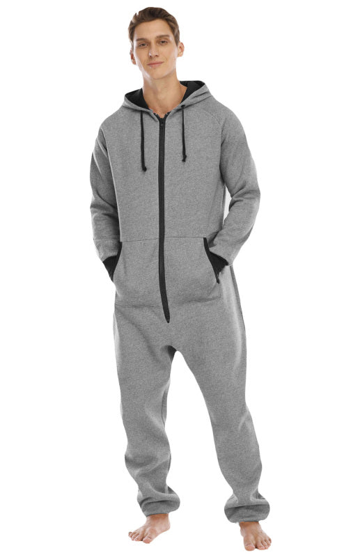 Men's Thickened Sweater Fleece Jumpsuit Pajamas Homewear Casual Suits