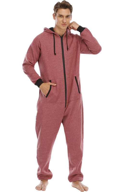 Men's Thickened Sweater Fleece Jumpsuit Pajamas Homewear Casual Suits