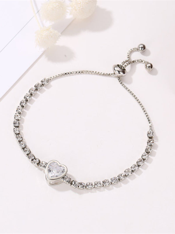 Fashion Rose Gold Heart Zircon Bracelet Simple Alloy Diamond Ladies Bracelet Bracelet