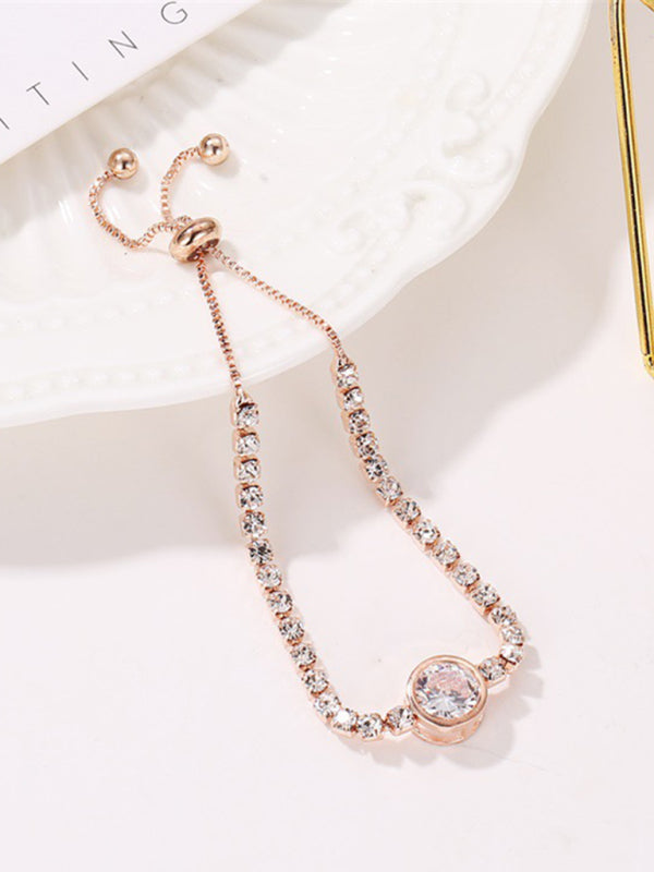 Fashion Rose Gold Heart Zircon Bracelet Simple Alloy Diamond Ladies Bracelet Bracelet