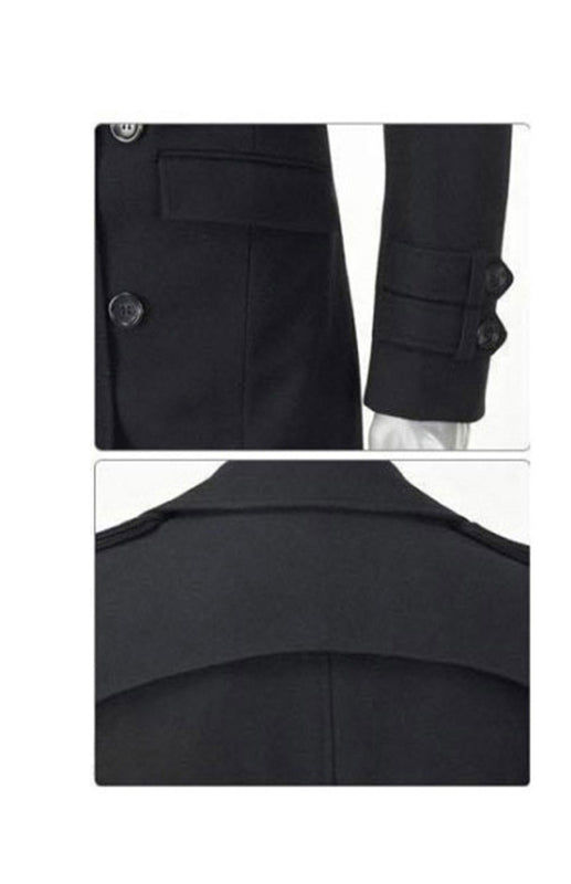 Men's Mid-length Trench Coat Slim Fit Large Thick Woolen Coat