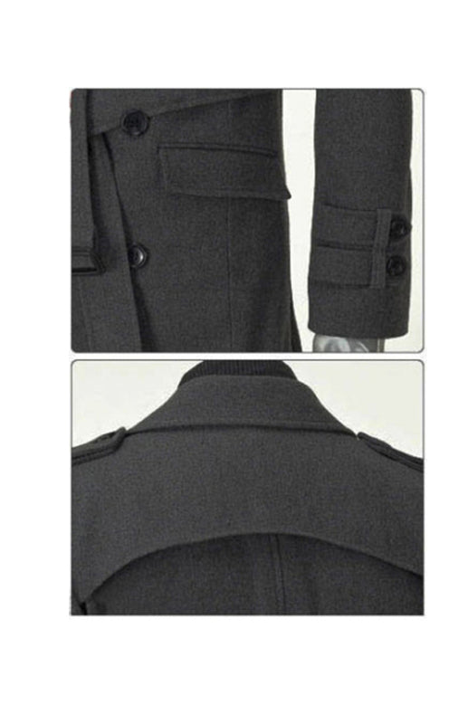 Men's Mid-length Trench Coat Slim Fit Large Thick Woolen Coat