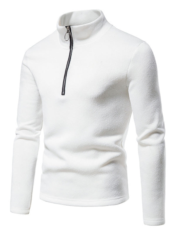 Men's solid color turtleneck zipper long sleeve sweatshirt