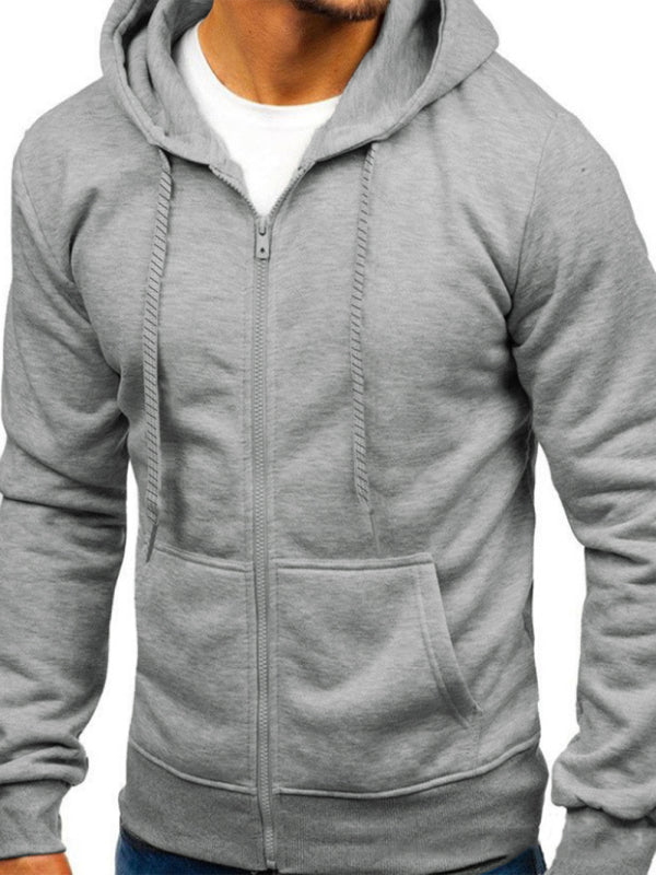 Men's Solid Color Basic Zipper Hoodie