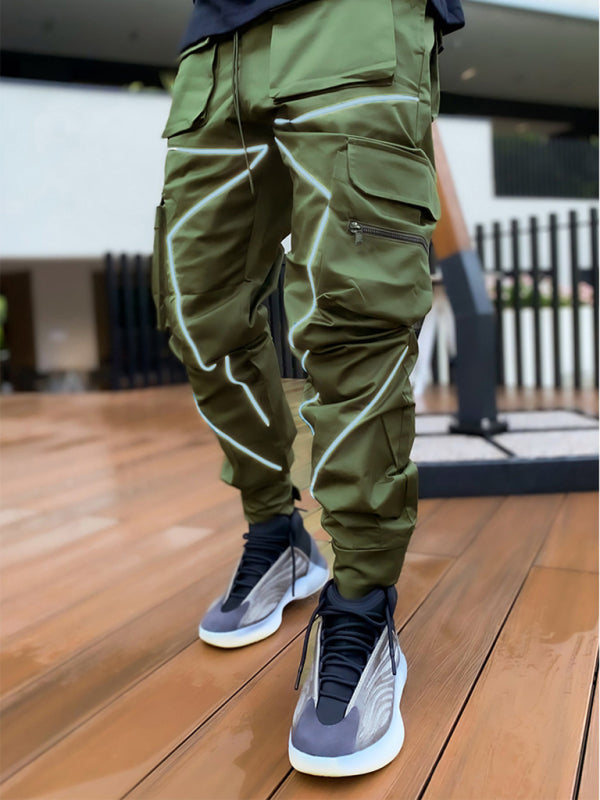 Men's trendy loose straight multi-pocket cargo pants