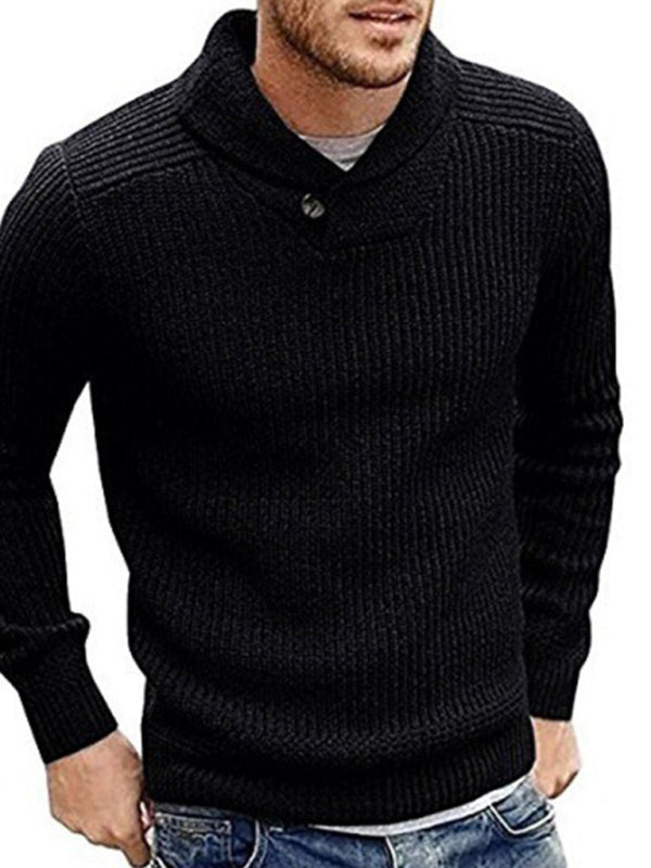 Men's Sweater Lapel Button Pullover Sweater