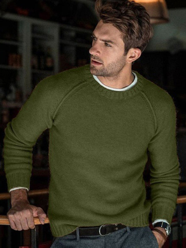 Men's round neck slim fit tops and sweaters