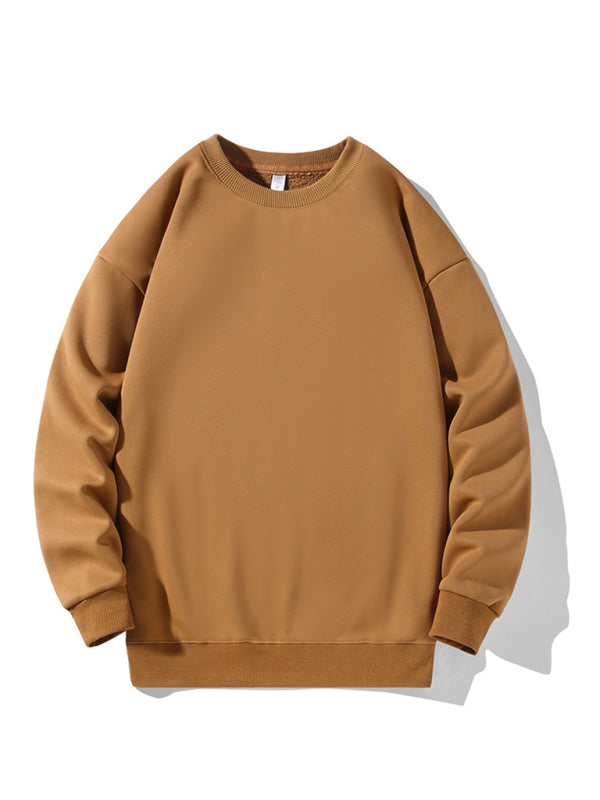 Men's new solid color round neck long sleeve sweatshirt