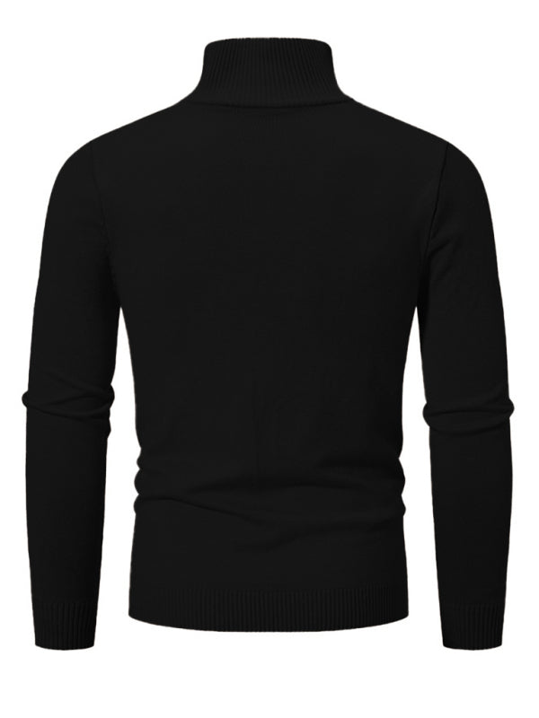 Men's casual solid color sweater half zipper pullover stand collar sweater