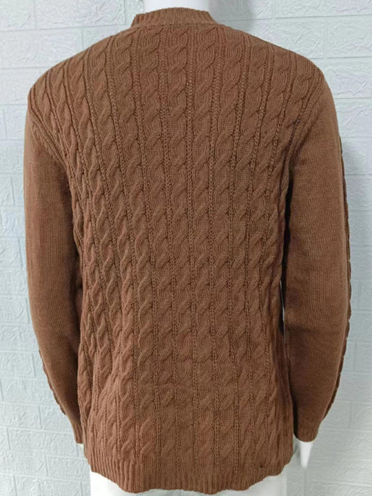 Men's new solid color zipper half turtleneck long sleeve sweater