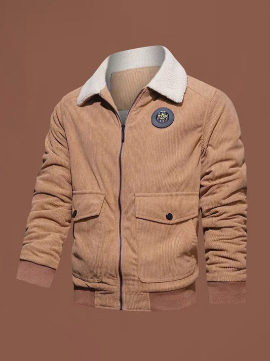 Men's lambswool lapel warm corduroy jacket