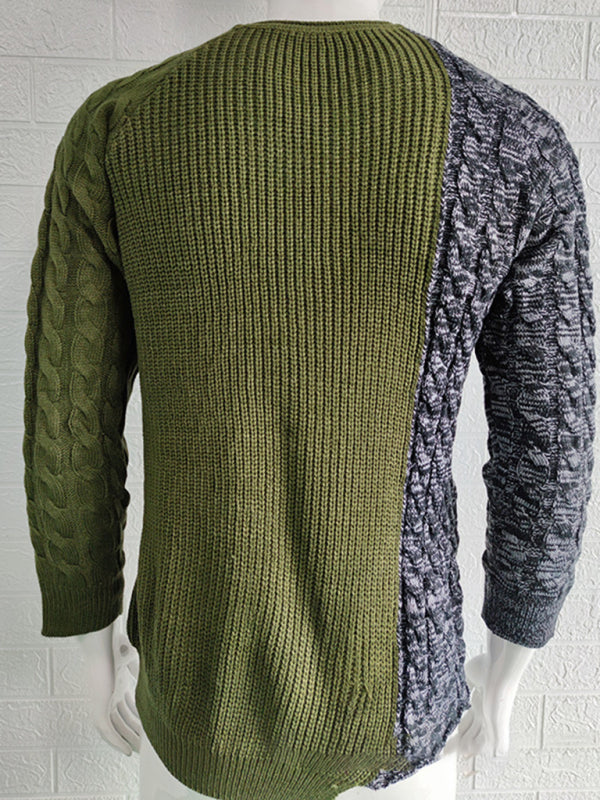 Men's new round neck long sleeve knitted slim sweater