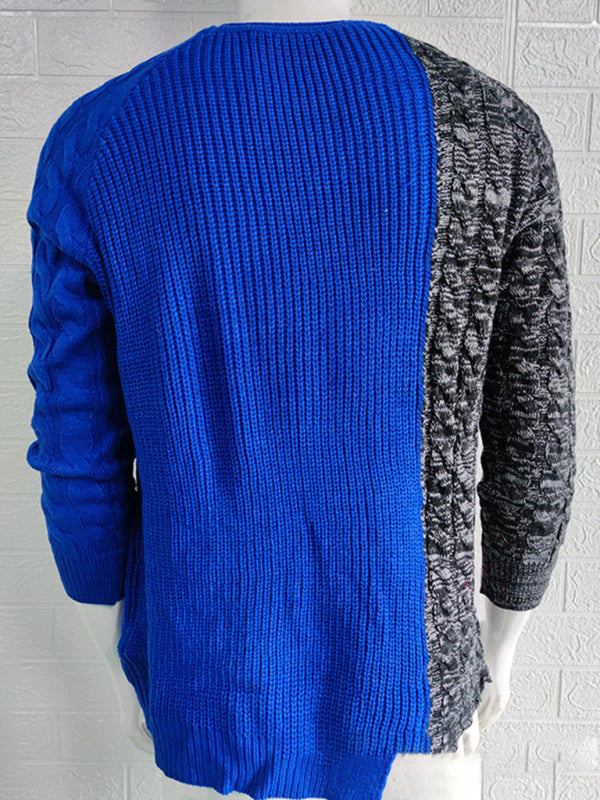 Men's new round neck long sleeve knitted slim sweater