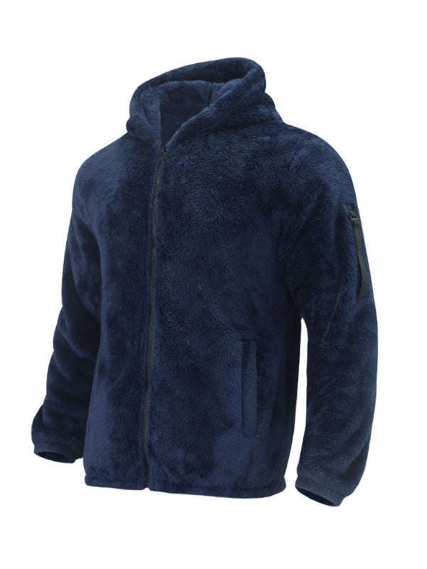 Men's warm jacket, loose hooded casual jacket