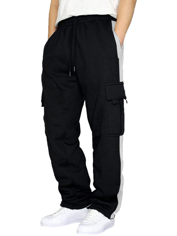 Men's autumn and winter velvet loose multi-pocket lanyard overalls