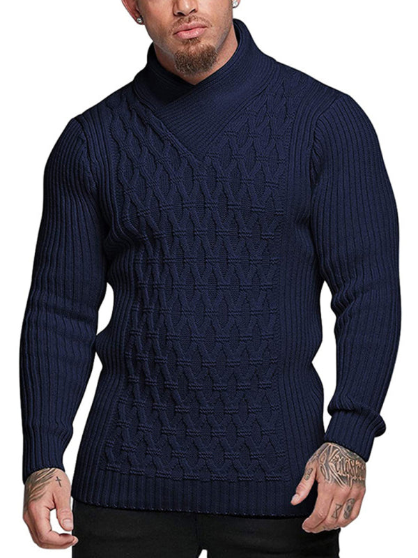 Men's Fashion Cable Knit Shawl Collar Sweater