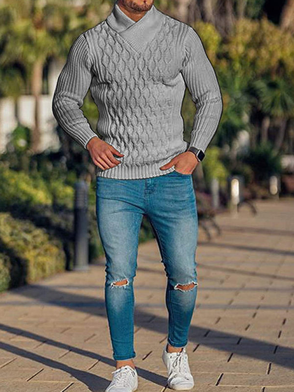 Men's Fashion Cable Knit Shawl Collar Sweater