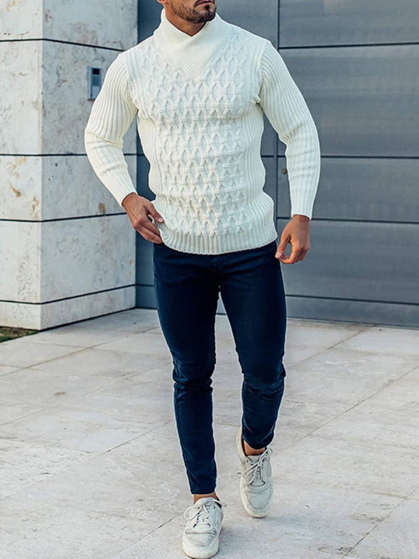 Men's Fashion Cable Knit Shawl Collar Sweater