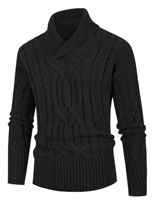 Men's new solid color twist pullover long-sleeved sweater