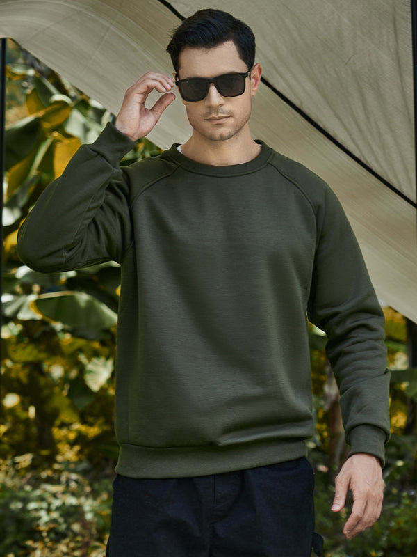 Men's casual raglan sleeve crew neck sweatshirt