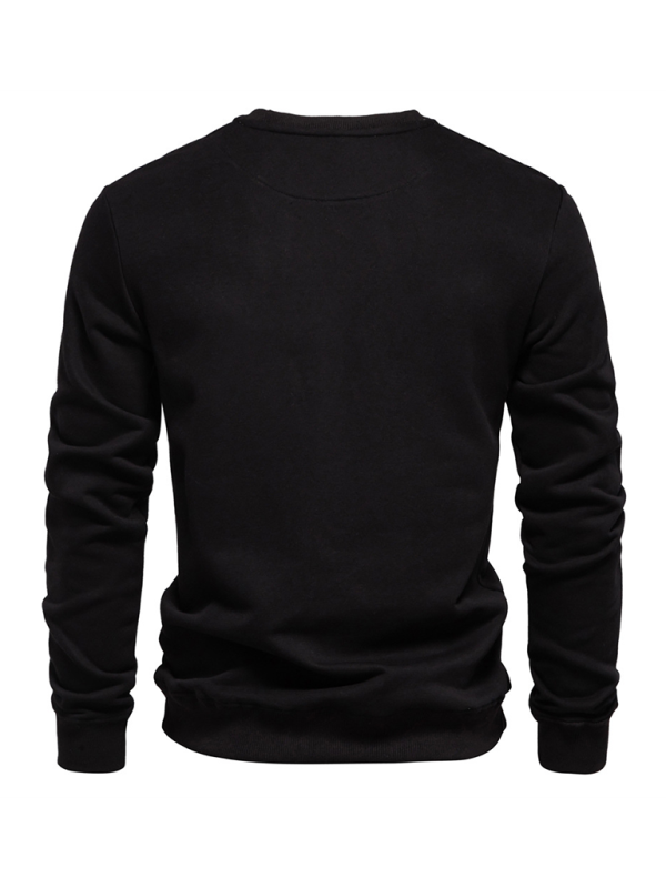 Men's Loose Solid Color Round Neck Casual Long Sleeve Sweatshirt