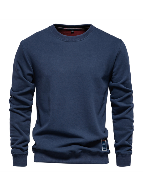 Men's Loose Solid Color Round Neck Casual Long Sleeve Sweatshirt