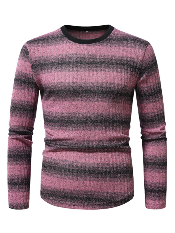 Round neck gradient color long sleeve T-shirt men's bottom shirt