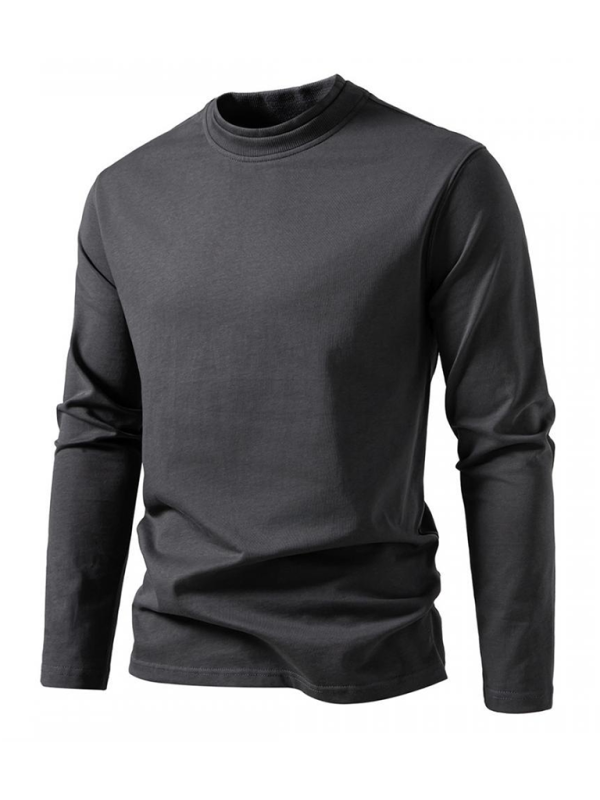 Fashionable double-layer half-collar design long-sleeved T-shirt casual men's bottom shirt