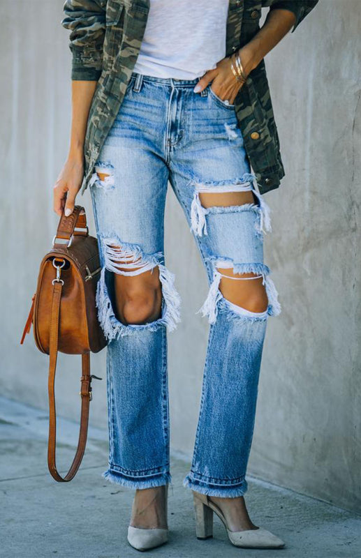 Women's Character Ripped Ripped Beggar Jeans