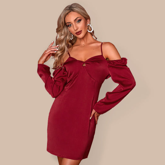 Women's Off-Shoulder Long Sleeve Party Dress