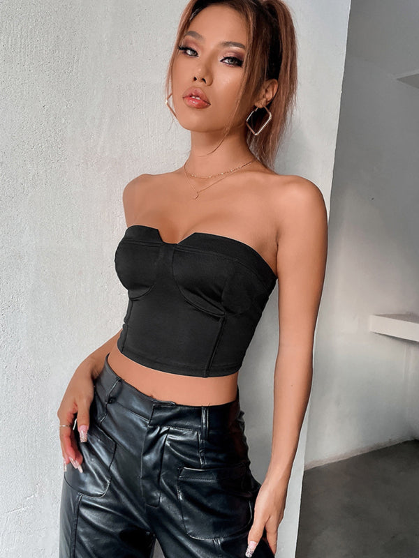 Women's sexy backless shoulder strap tube top top