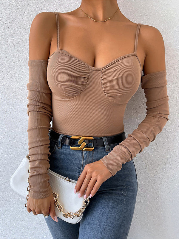 Women's sexy back -off shoulder suspender top