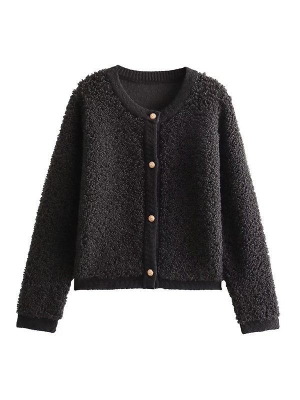 New women's solid color short woolen jacket