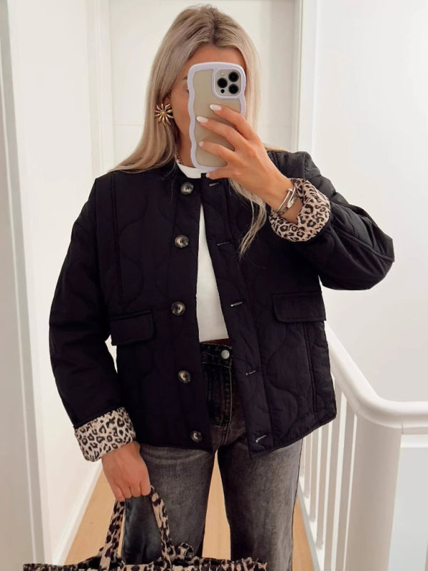 Women's Quilted Button Cotton Jacket Fashionable and Comfortable Retro Casual Outerwear Jacket