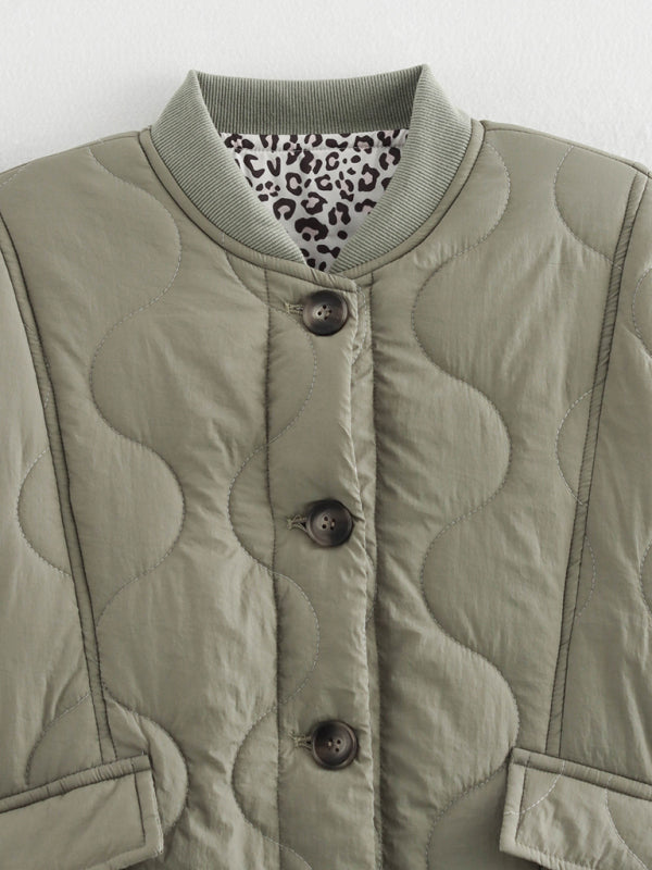 Women's Quilted Button Cotton Jacket Fashionable and Comfortable Retro Casual Outerwear Jacket